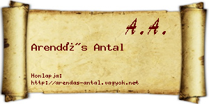 Arendás Antal névjegykártya